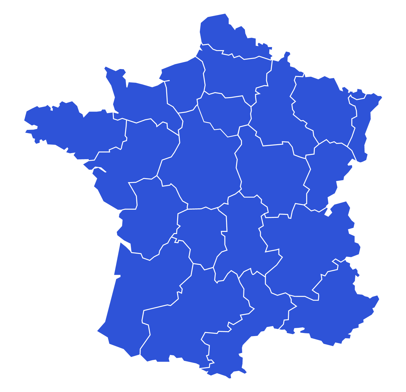 Carte de France en bleu centre