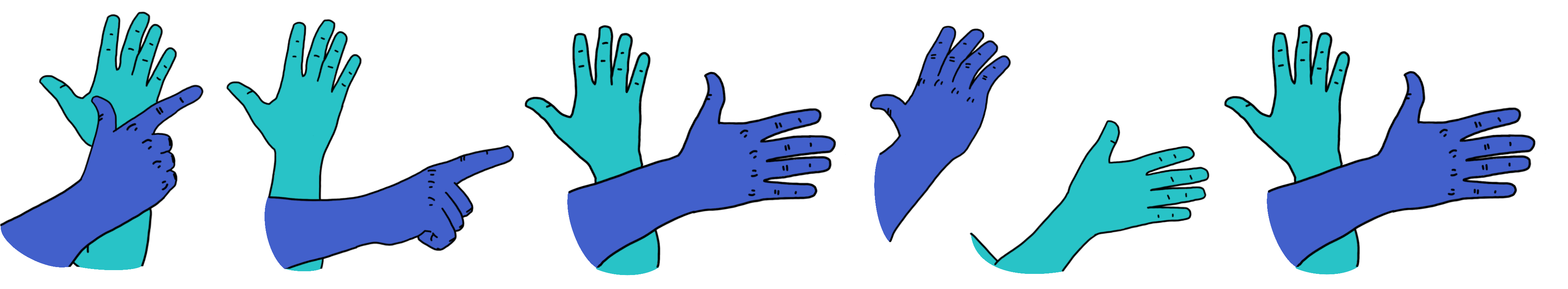 les mains en bleu et turquoise qui se traduit en logo en LSF